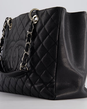 Chanel Black Caviar GST Grand Shopper Tote Bag with Silver Hardware