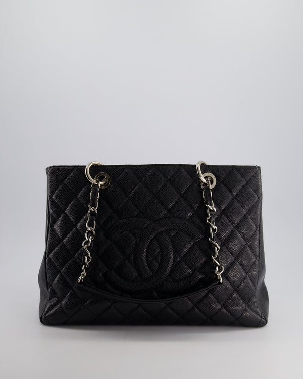 Chanel Black Caviar GST Grand Shopper Tote Bag with Silver Hardware