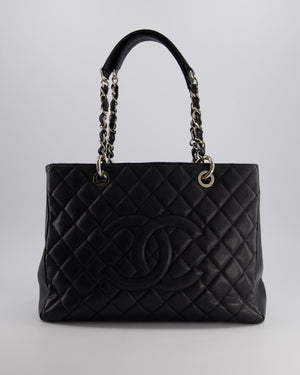 Chanel Black Caviar GST Grand Shopper Tote Bag with Silver Hardware