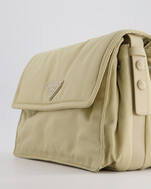 Prada Beige Padded Re- Nylon Bag with Silver Hardware