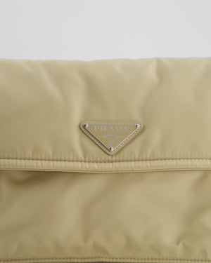 Prada Beige Padded Re- Nylon Bag with Silver Hardware