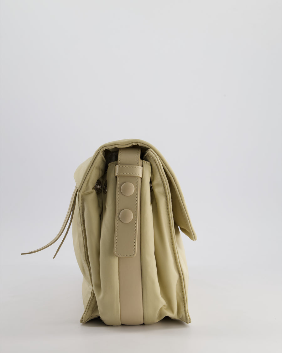 Prada Beige Padded Re- Nylon Bag with Silver Hardware