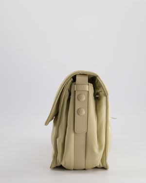 Prada Beige Padded Re- Nylon Bag with Silver Hardware