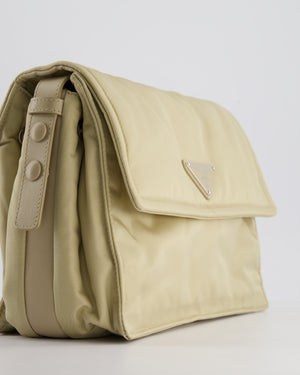 Prada Beige Padded Re- Nylon Bag with Silver Hardware