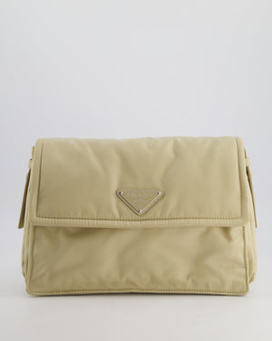 Prada Beige Padded Re- Nylon Bag with Silver Hardware