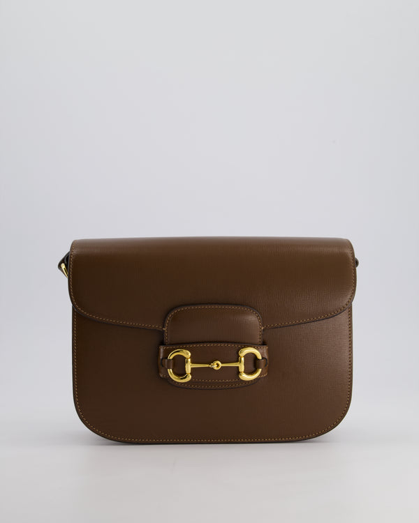 Gucci Brown Leather Horsebit 1955 Small Shoulder Bag with Gold Hardware