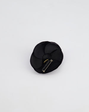 Chanel Black Silk Camelia Brooch