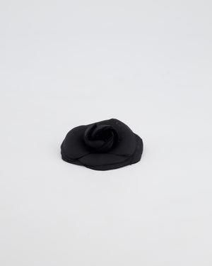 Chanel Black Silk Camelia Brooch