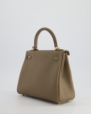 *HOLY GRAIL* Hermès Kelly 25cm Retourne Bag in Etoupe Togo Leather and Gold Hardware