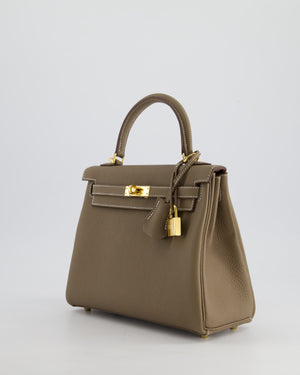 *HOLY GRAIL* Hermès Kelly 25cm Retourne Bag in Etoupe Togo Leather and Gold Hardware