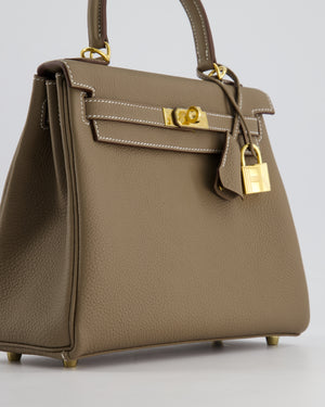 *HOLY GRAIL* Hermès Kelly 25cm Retourne Bag in Etoupe Togo Leather and Gold Hardware