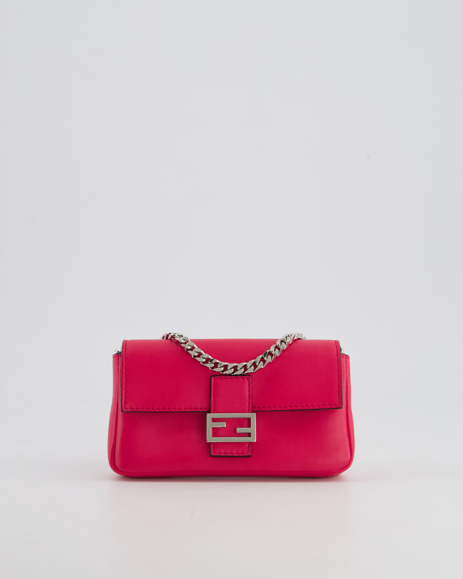 Fendi Fuchsia Pink Micro Baguette Bag with Palladium Hardware