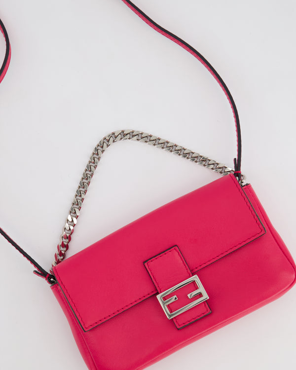 Fendi Fuchsia Pink Micro Baguette Bag with Palladium Hardware