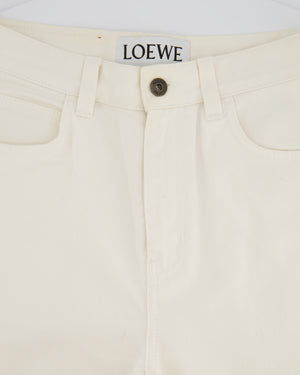 Loewe White Oversized Wide Leg Jeans With Asymmetric Hem and Leather Logo Detail Size FR 38 (UK 10)