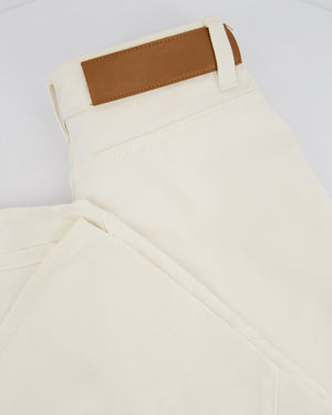 Loewe White Oversized Wide Leg Jeans With Asymmetric Hem and Leather Logo Detail Size FR 38 (UK 10)