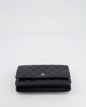 Chanel Black Wallet on Chain Bag in Caviar Leather with Silver Hardware