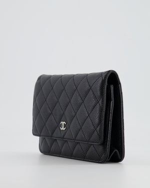 Chanel Black Wallet on Chain Bag in Caviar Leather with Silver Hardware