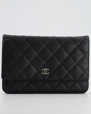 Chanel Black Wallet on Chain Bag in Caviar Leather with Silver Hardware