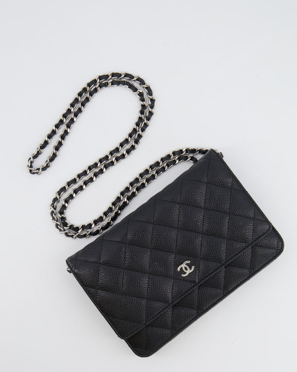 Chanel Black Wallet on Chain Bag in Caviar Leather with Silver Hardware