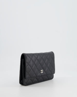 Chanel Black Wallet on Chain Bag in Caviar Leather with Silver Hardware