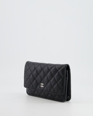 Chanel Black Wallet on Chain Bag in Caviar Leather with Silver Hardware