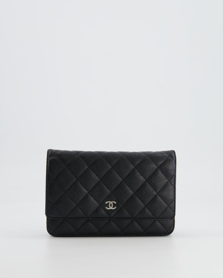 Chanel Black Wallet on Chain Bag in Caviar Leather with Silver Hardware