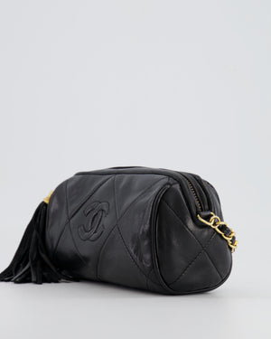 Chanel Vintage Black Mini Camera Bag in Lambskin Leather with 24k Gold Hardware