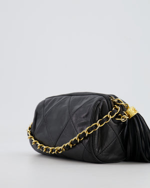 Chanel Vintage Black Mini Camera Bag in Lambskin Leather with 24k Gold Hardware