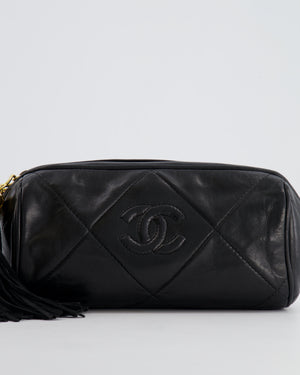 Chanel Vintage Black Mini Camera Bag in Lambskin Leather with 24k Gold Hardware