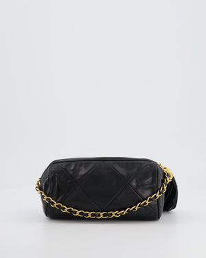 Chanel Vintage Black Mini Camera Bag in Lambskin Leather with 24k Gold Hardware