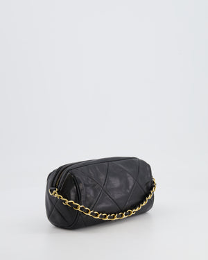 Chanel Vintage Black Mini Camera Bag in Lambskin Leather with 24k Gold Hardware