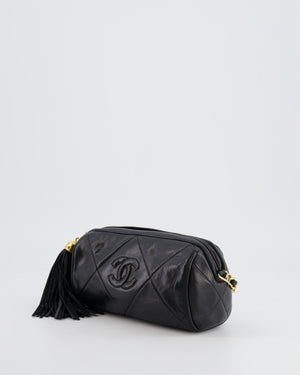 Chanel Vintage Black Mini Camera Bag in Lambskin Leather with 24k Gold Hardware