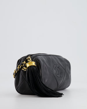 Chanel Vintage Black Mini Camera Bag in Lambskin Leather with 24k Gold Hardware