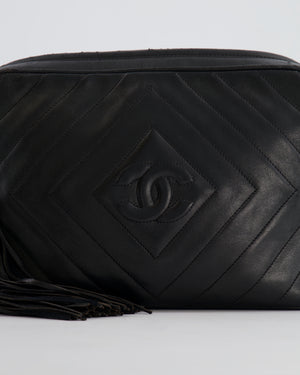 Chanel Vintage Black Diamond Camera Bag in Lambskin Leather with 24k Gold Hardware