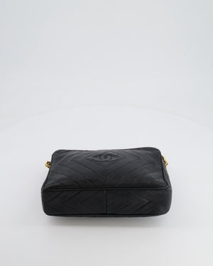 Chanel Vintage Black Diamond Camera Bag in Lambskin Leather with 24k Gold Hardware