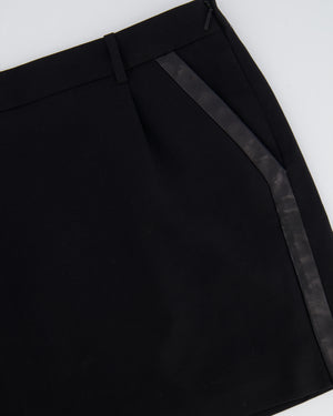 Saint Laurent Black Wool Mini Skirt with Leather Pocket Details Size FR 36 (UK 8)