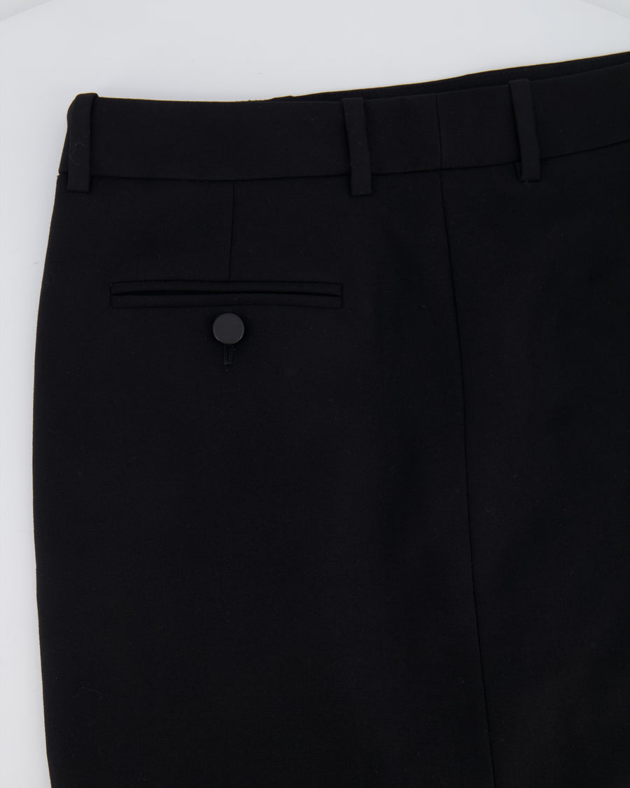 Saint Laurent Black Wool Mini Skirt with Leather Pocket Details Size FR 36 (UK 8)