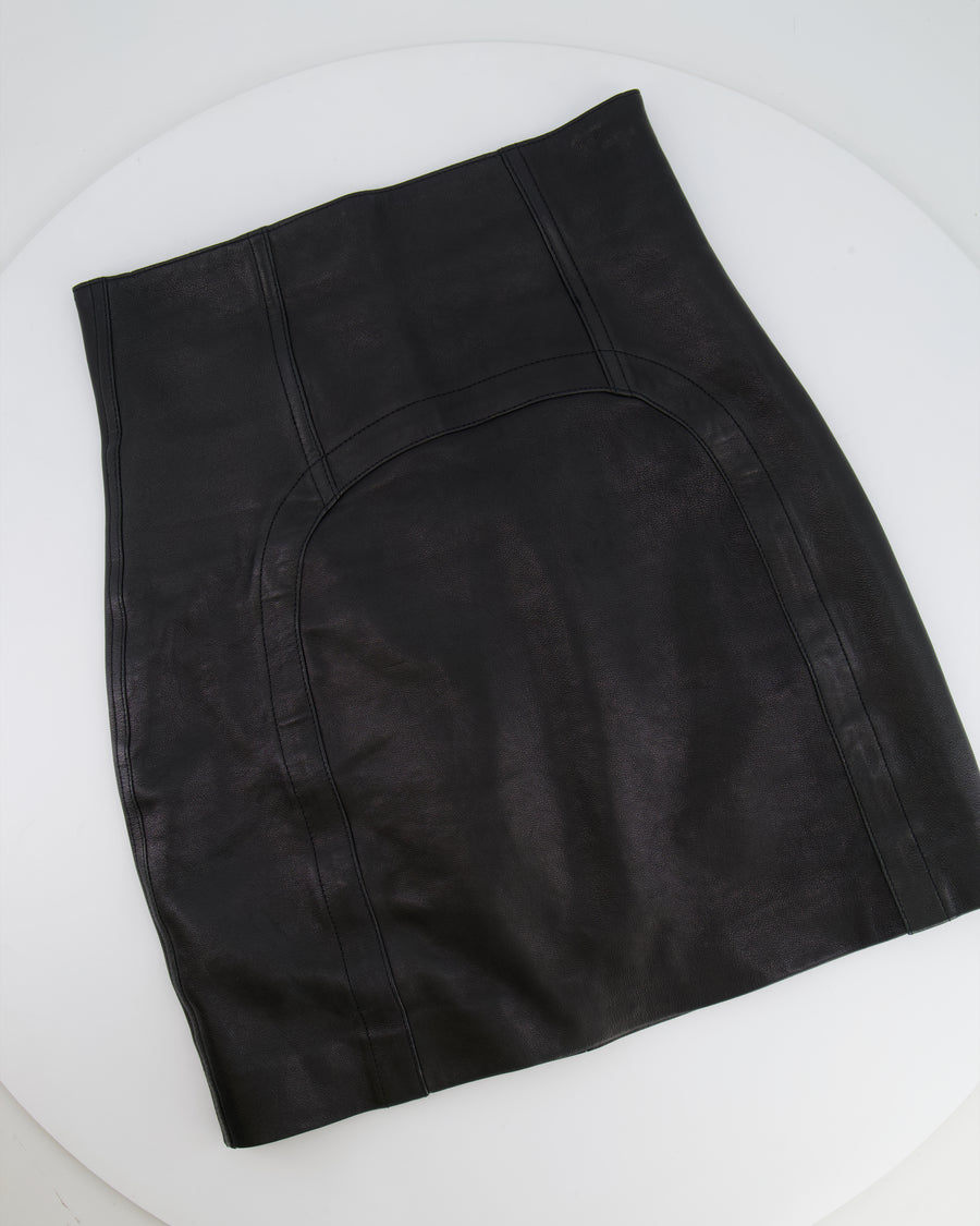 Saint Laurent Black Lambskin Leather Mini Skirt Size FR 38 (UK 10)