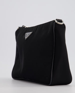 Prada Black Re-Nylon Shoulder Bag with Silver Hardware RRP £1,470