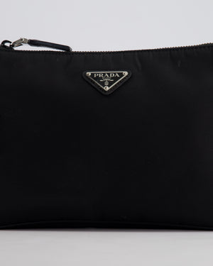 Prada Black Re-Nylon Shoulder Bag with Silver Hardware RRP £1,470