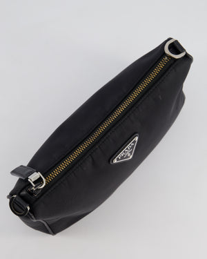 Prada Black Re-Nylon Shoulder Bag with Silver Hardware RRP £1,470