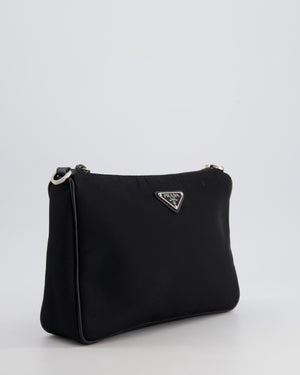 Prada Black Re-Nylon Shoulder Bag with Silver Hardware RRP £1,470