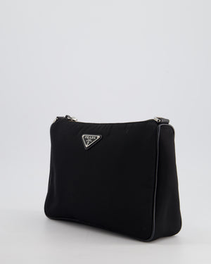 Prada Black Re-Nylon Shoulder Bag with Silver Hardware RRP £1,470