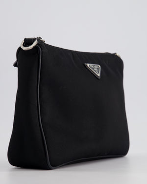 Prada Black Re-Nylon Shoulder Bag with Silver Hardware RRP £1,470