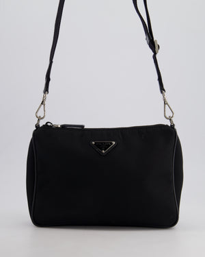 Prada Black Re-Nylon Shoulder Bag with Silver Hardware RRP £1,470