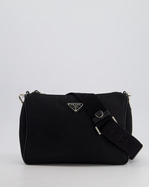 Prada Black Re-Nylon Shoulder Bag with Silver Hardware RRP £1,470