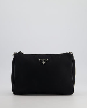 Prada Black Re-Nylon Shoulder Bag with Silver Hardware RRP £1,470