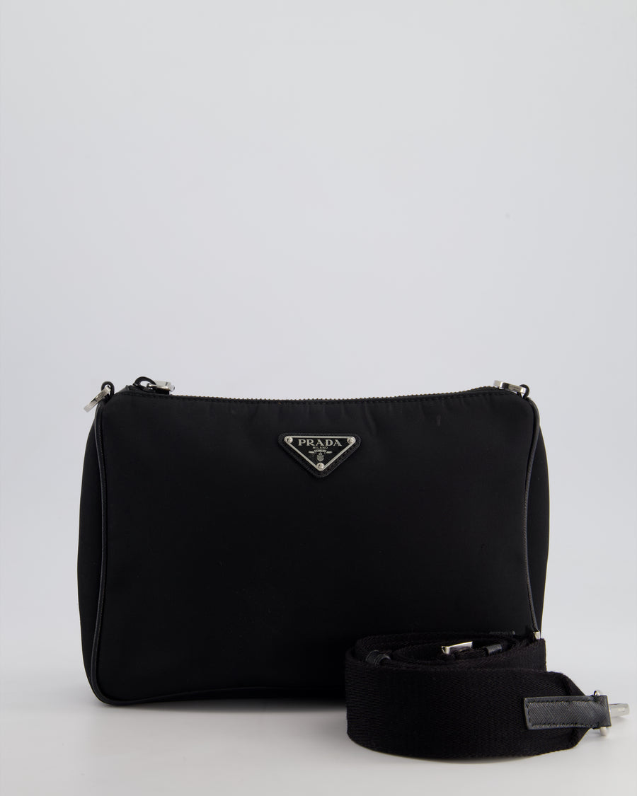 Prada Black Re-Nylon Shoulder Bag with Silver Hardware RRP £1,470