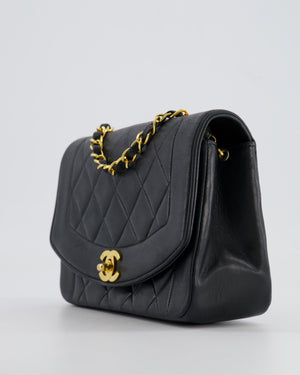 Chanel Vintage Black Small Diana Flap Bag in Lambskin Leather with 24K Gold Hardware