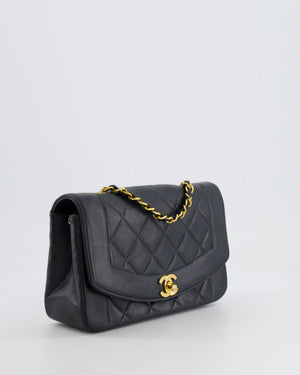 Chanel Vintage Black Small Diana Flap Bag in Lambskin Leather with 24K Gold Hardware